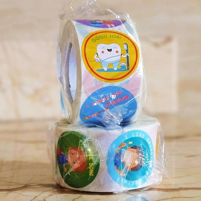 Airgoesin 1000pcs 1.5 inch Tooth Stickers Reward Cute Stickers Dental Reward Gift, Prizes and Giveaways for Teacher Reward School Supplies Incentives Cartoon Party Favor Sticker (16 Styles)