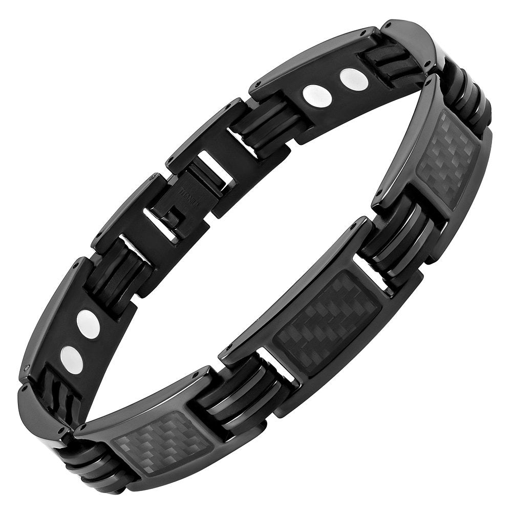 Willis Judd Bracelets For Men Black Style Bracelets For Men Titanium Mens Bracelet Black Carbon Fiber Size Adjustable