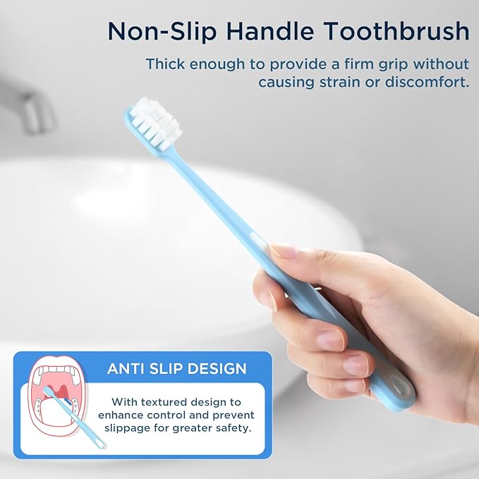 Extra Soft Toothbrush for Sensitive Gums, Compact Head Soft Bristle Toothbrush with 10000 Soft Flossing Micro Nano Bristles for Adults, Pregnant Women, Elderly, Braces