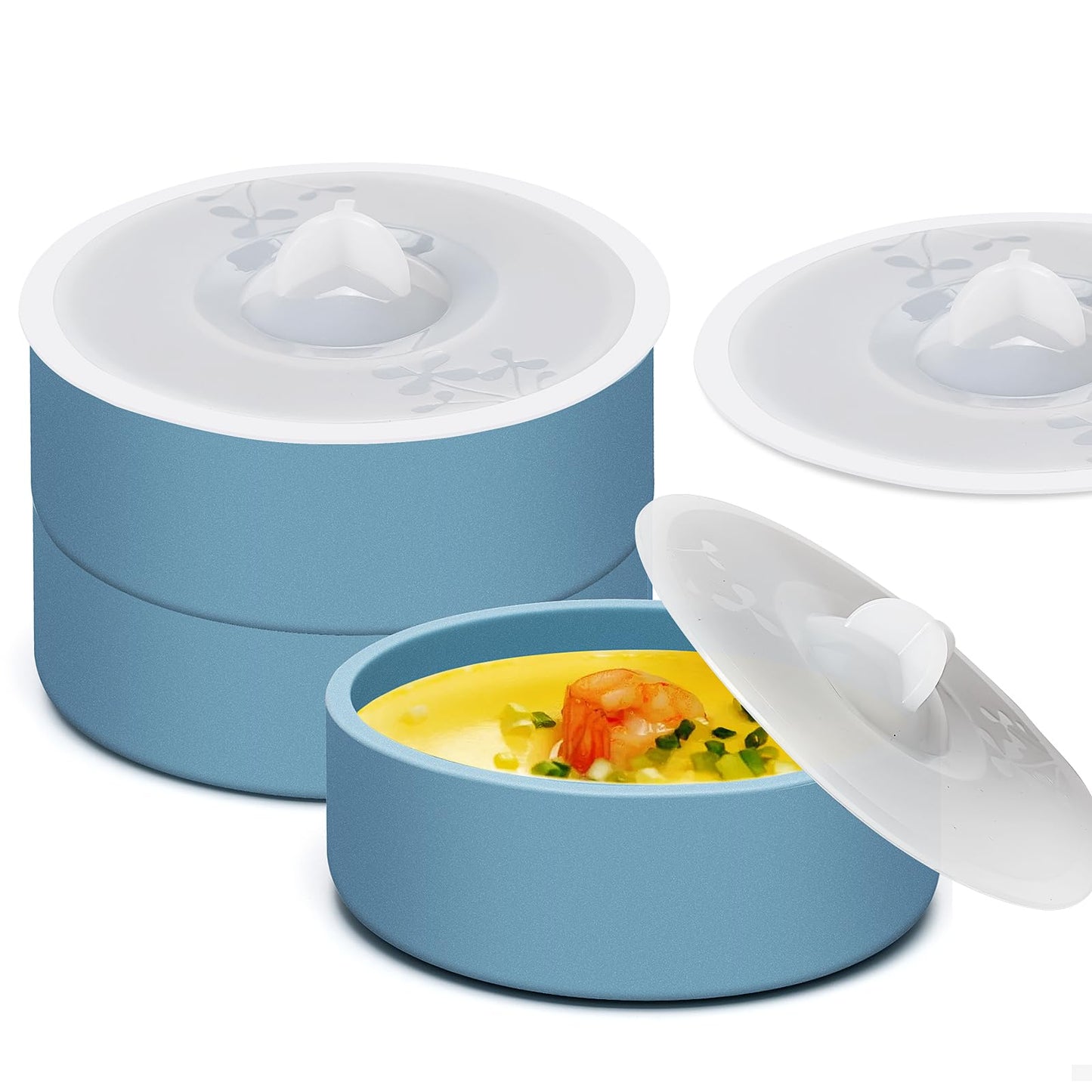 Egg Poacher Set of 3, Silicone Egg Poaching Cups with Lids for Microwave Egg Cooking, Toaster Oven Air Fryer Egg Mold Nonstick Poached Egg Maker