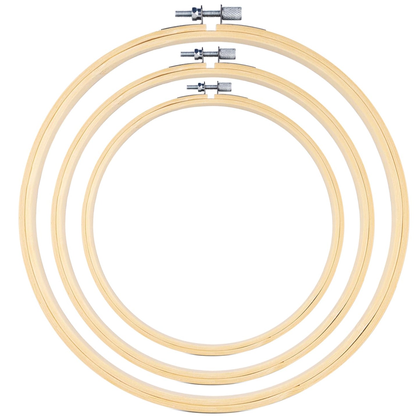 3 Pieces Embroidery Hoops, 8 inch to 12 inch Bamboo Frame Circle Cross Stitch Hoop Ring Embroidery Hoops Set for Embroidery and Cross Stitch
