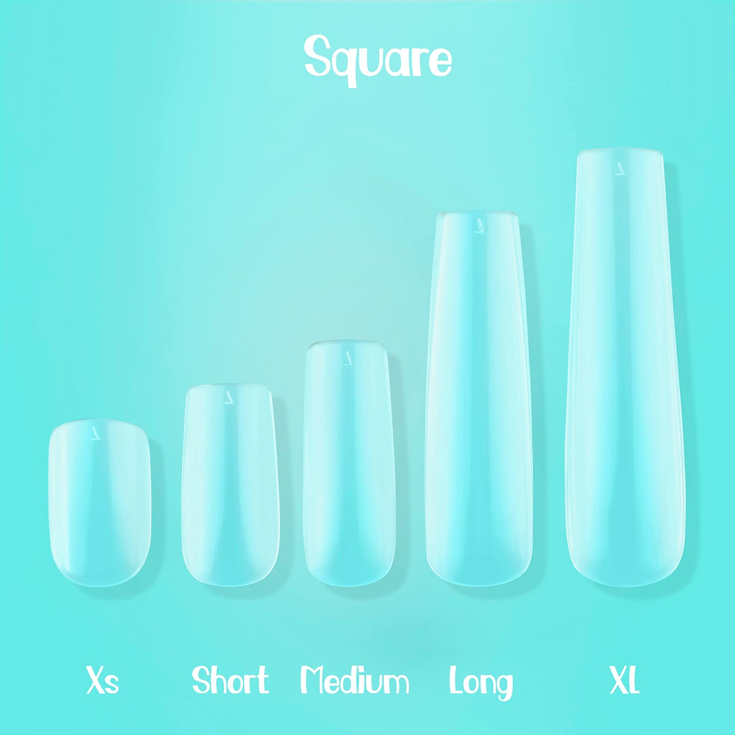 NABulous Nails Square Long Gel Tips | Full Cover Pre-Shaped Press-On Extensions | Soft Gel Artificial Nails for Salons & DIY (Square Long)