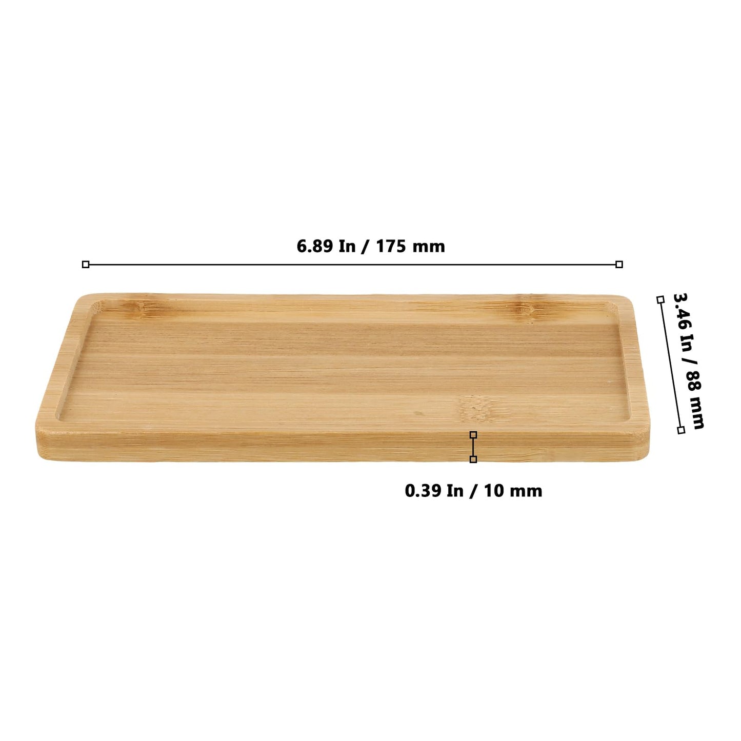 MUKLEI 20 Pack Bamboo Plant Saucer, 6.9 x 3.5 Inch Small Bamboo Trays Saucers, Mini Rectangle Plant Pot Drainage Tray for Succule