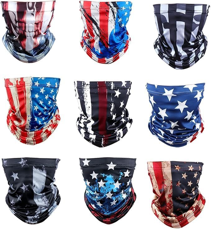 Sun Protection Face Mask Neck Gaiter - 9 Pack Breathable UV Protection Scarf for Men & Women, Hiking, Cycling, Fishing