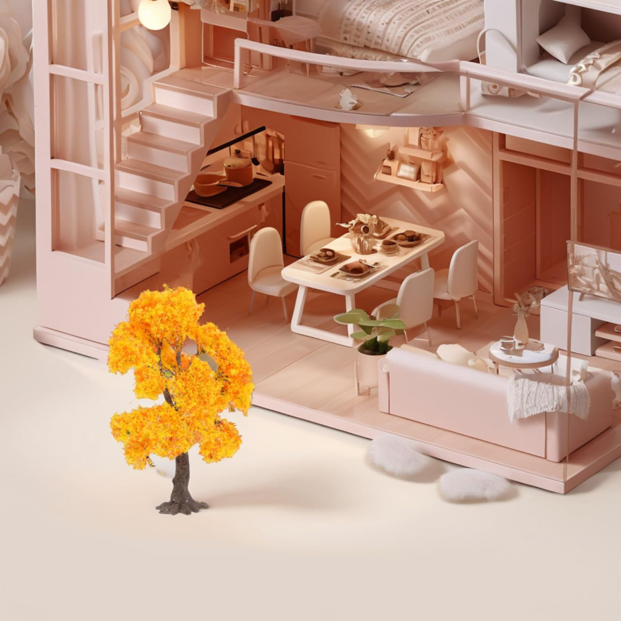Hemobllo Autumn Model Trees with Flexible Iron Wire - 4.7" Miniature Fall Tree Decor for Diorama Supplies, Sand Table Landscape, Fairy Garden, and Train Railway Scenery Accessories