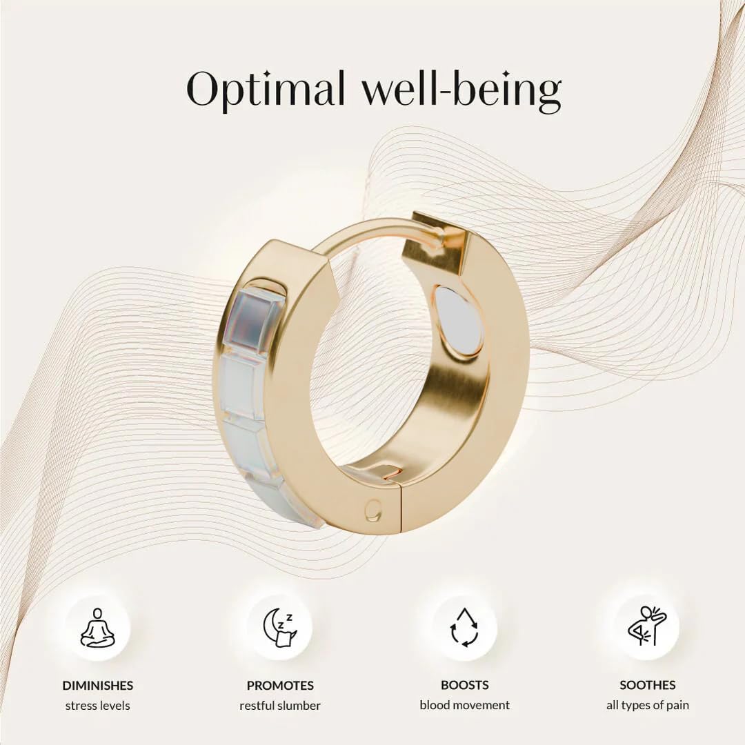 CALMI - Magnetic Wellness Earrings with Adjustable Stainless Steel Design - 18K Gold-Plated - Wearable Magnetic Field Accessory for General Wellbeing | Unisex (Gold)