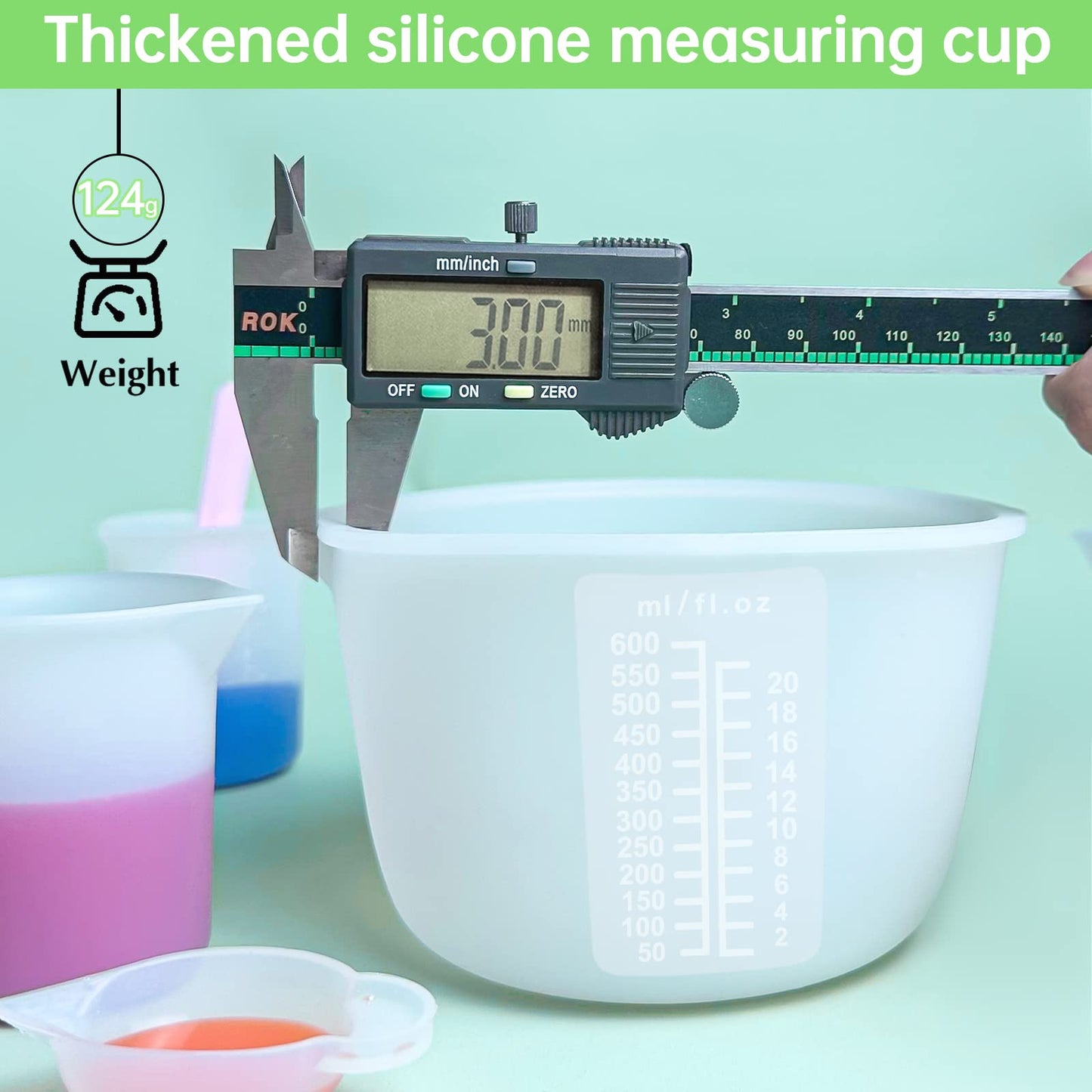 Silicone Measuring Cups for Resin Supplies - Kit with 600ml & 100ml Mixing Cups and Tools for Molds, Epoxy, Cooking, Casting Moulds, Jewelry Making