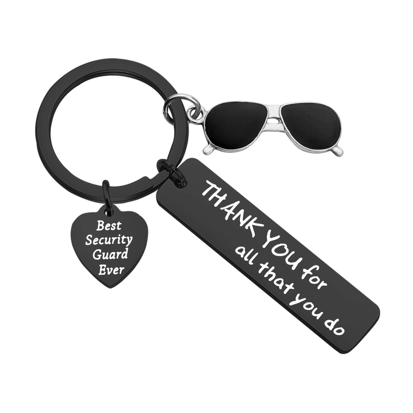 TIIMG Security Guard Gift Keychain - Thank You For All That You Do (Black)