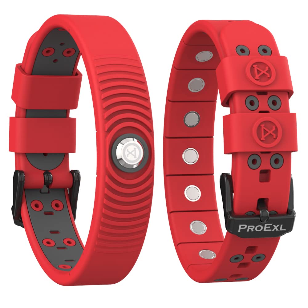 PROEXL 18 MAX Sports Magnetic Bracelet - Waterproof - Breathable Strap - Super Strength - Red Gray
