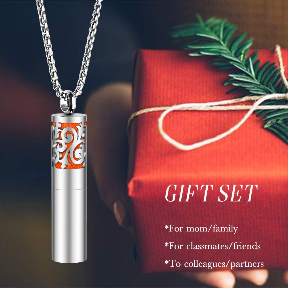 Maromalife Essential Oil Necklace for Women, Diffuser Necklaces 316L Stainless Steel, Diffuser Pendant with 10 Felt Pads, Aromatherapy Necklace Gift Set for Birthday, Christmas