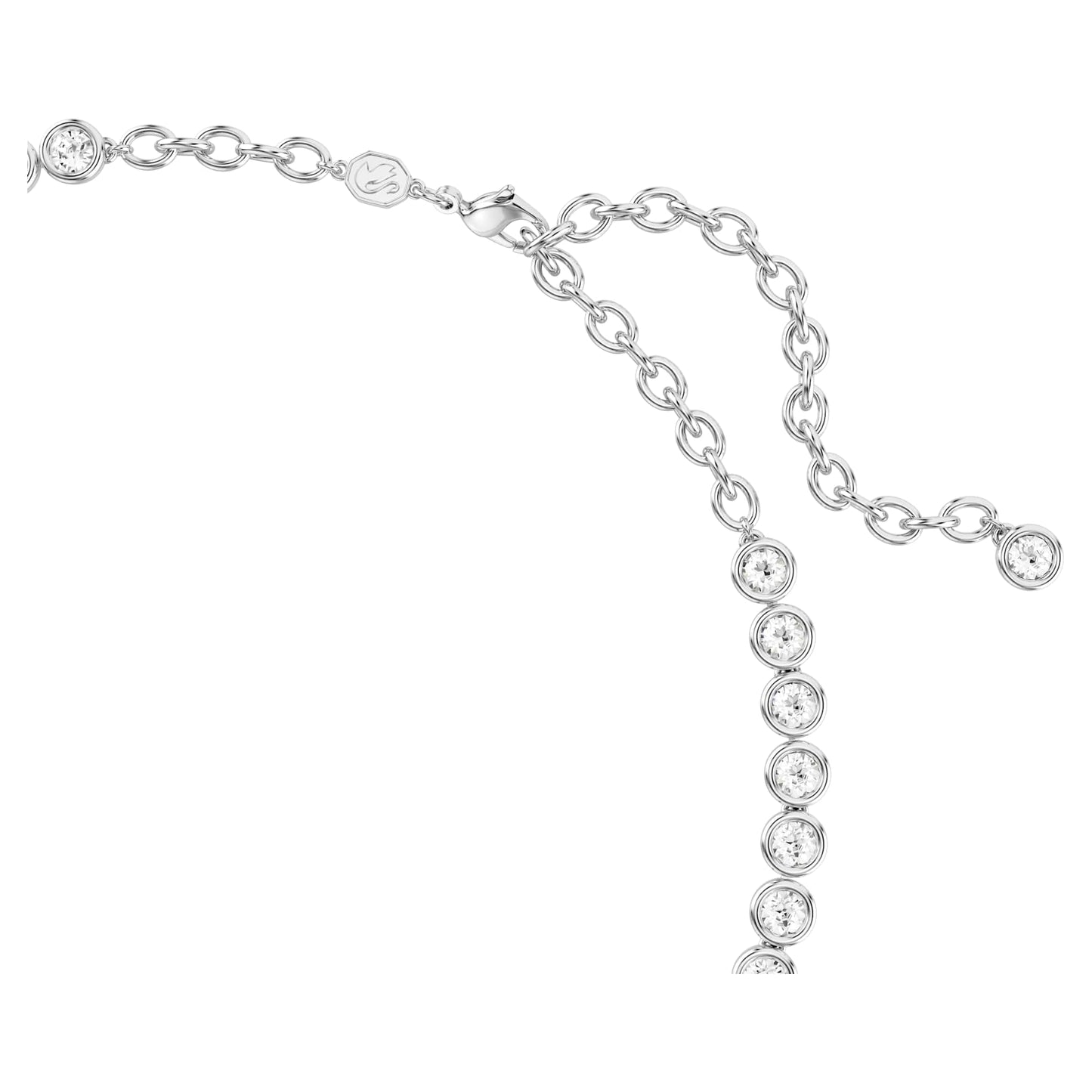 Swarovski Imber Tennis Necklace, All-Around Strand with Clear Round-Cut Crystals in a Rhodium-Finished Setting, Part of the Imber Collection