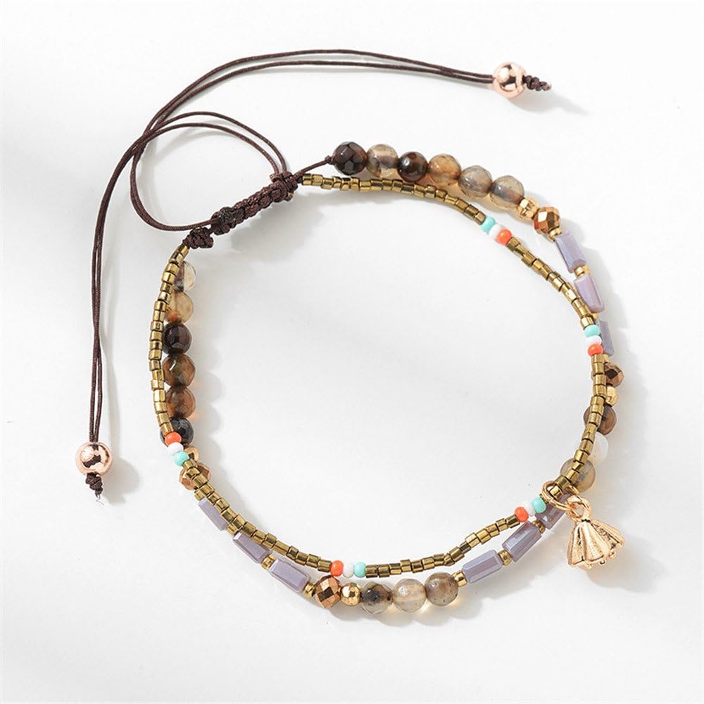 JOYA GIFT Adjustable Wrap Bracelet Bohemian Braided Beads Bracelet for Women Summer Beach Anklet