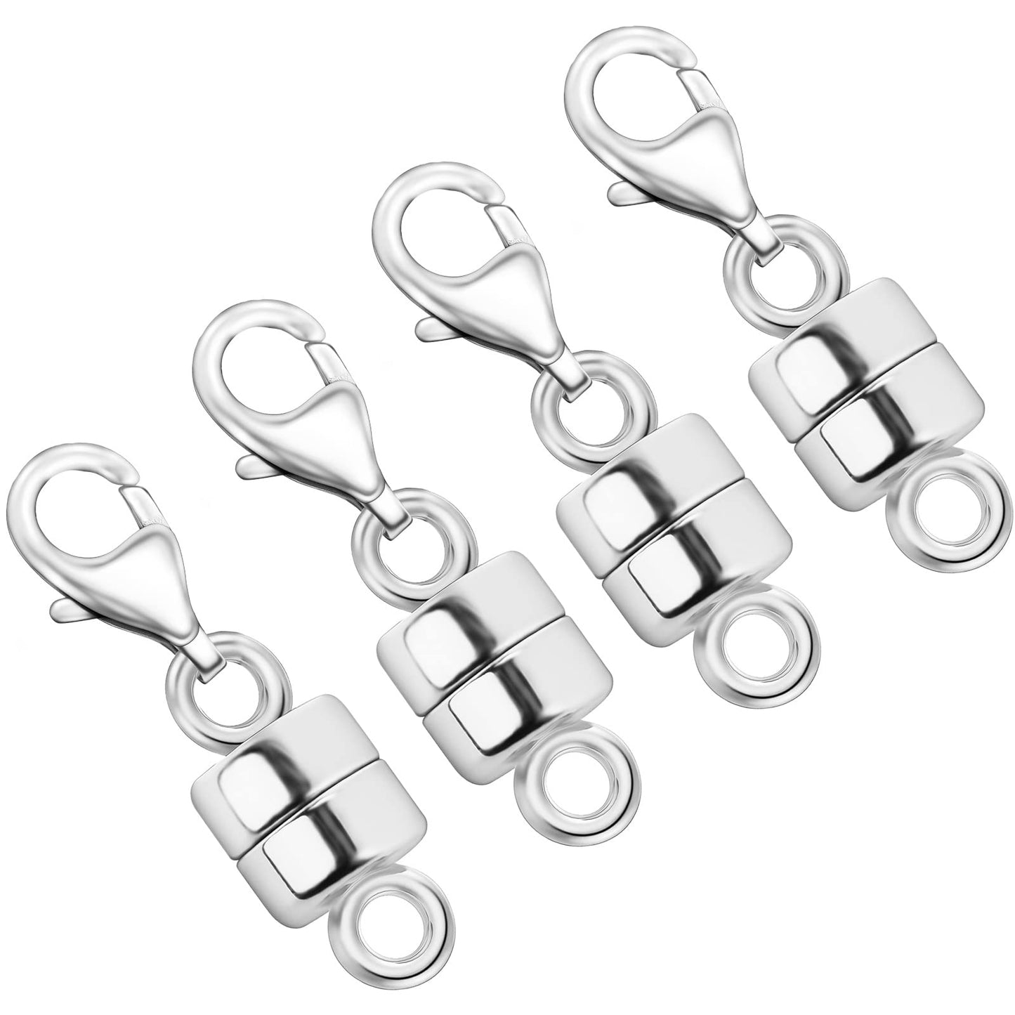 OHINGLT Magnetic Necklace Clasp Extra Strong, Silver Plated Magnet Jewelry Clasps Converters for Bracelet Necklaces Chain