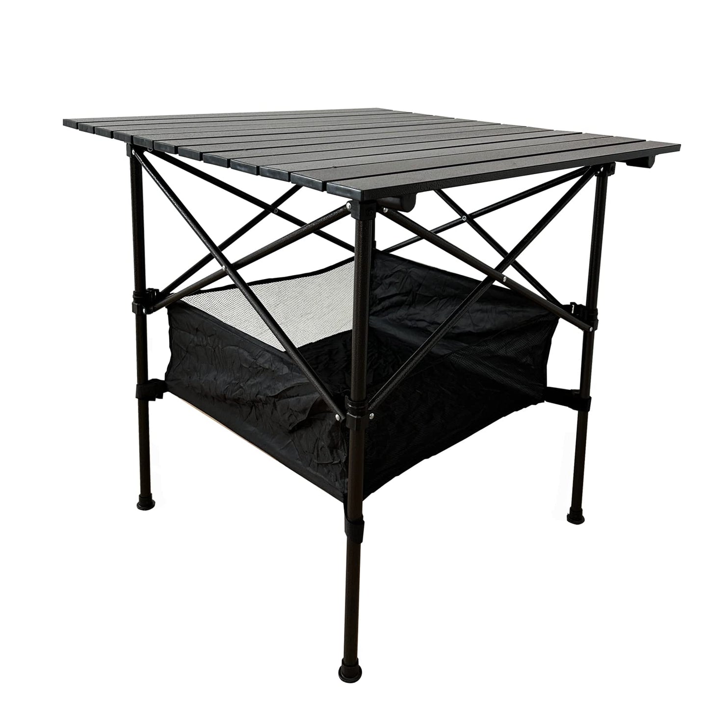 LEADALLWAY Folding Camping Table with Large Storage and Carrying Bags,28x28x28inchs