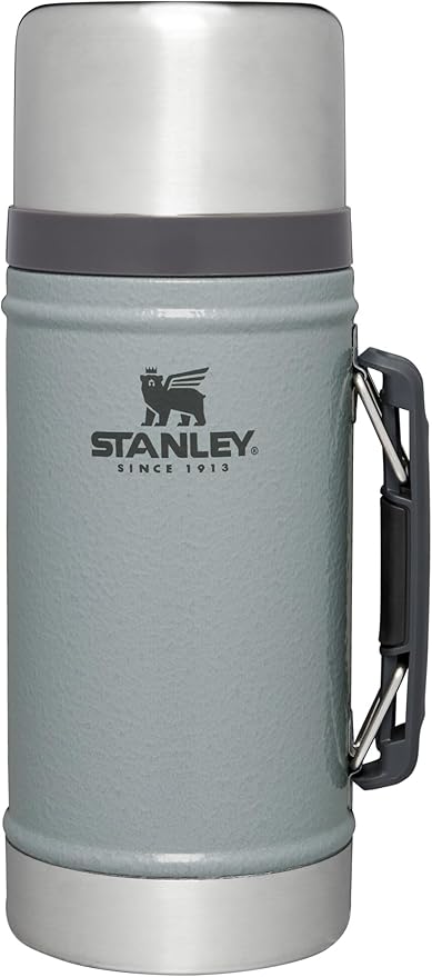 Stanley Classic Legendary Large Food Jar 1.0 qt | Vacuum Insulated Food Container | Wide Mouth Screw On Lid | Packable for Travel | Stainless Steel with Leakproof Lid | BPA-Free | Hammertone Silver