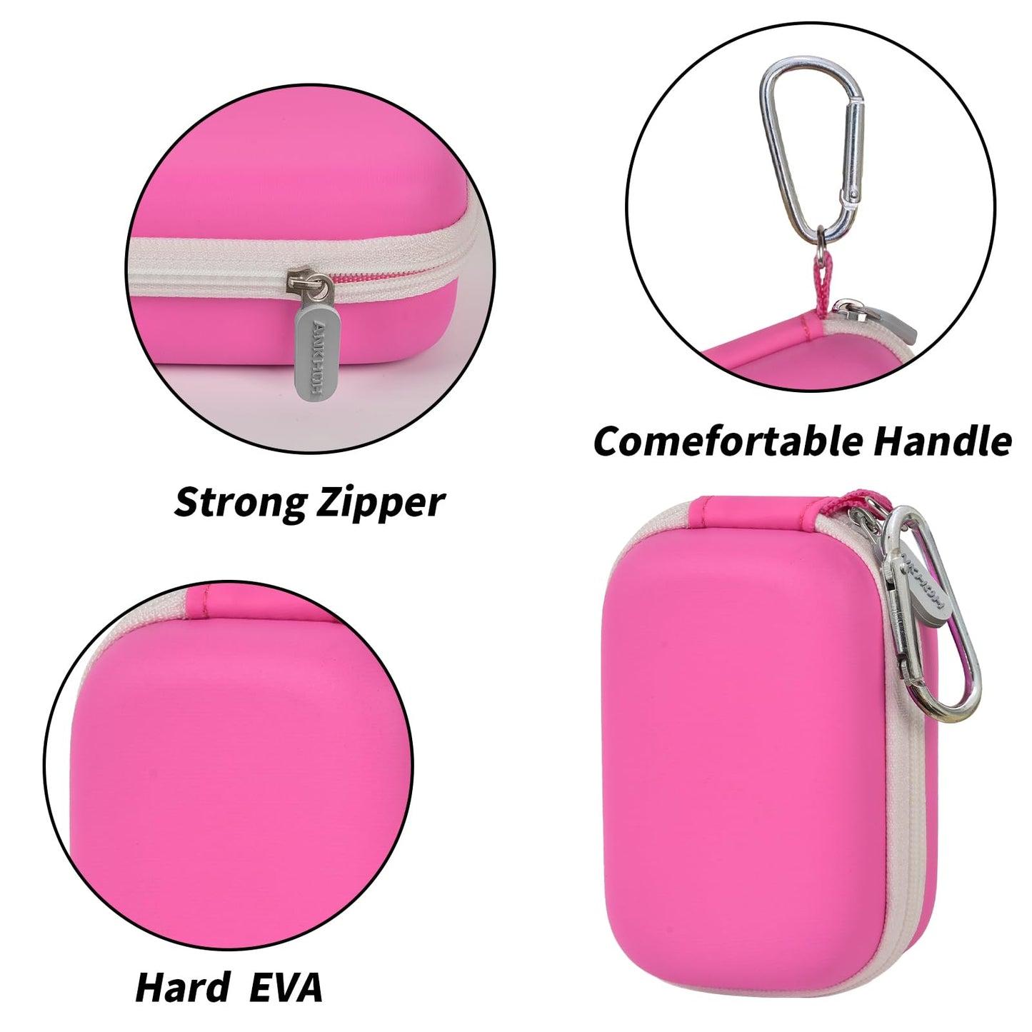 ANKHOH Carrying Case for Noxgear 39g Wearable Bluetooth Clip Speaker, Magnetic Clip-On Wireless Portable Speakers Mini Travel Storage Holder Box with Pocket for Cables, Carabiner-Bag Only (Pink)