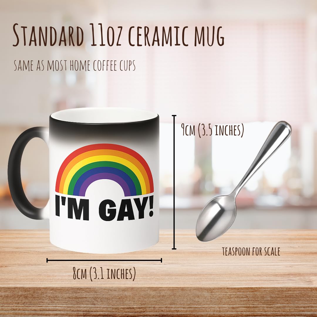 Turtle Straws I'm Gay Rainbow Heat Change Mug – Funny Prank Gift for Him, Gag Gift for Best Friend, Novelty Birthday Gift for Men, Secret Santa White Elephant