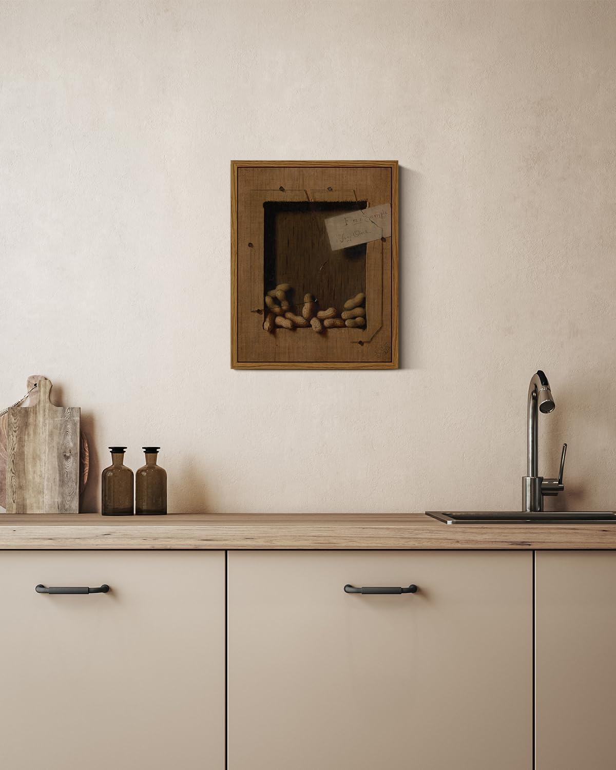 VIYYIEA Framed Canvas Wall Art Home Decor Vintage Peanuts Still Life Art Home Decor Funny Boho Wall Picture Floating Shelf Decor Classical Farmhouse Oil Painting for Kitchen Dining Decor 8x10in