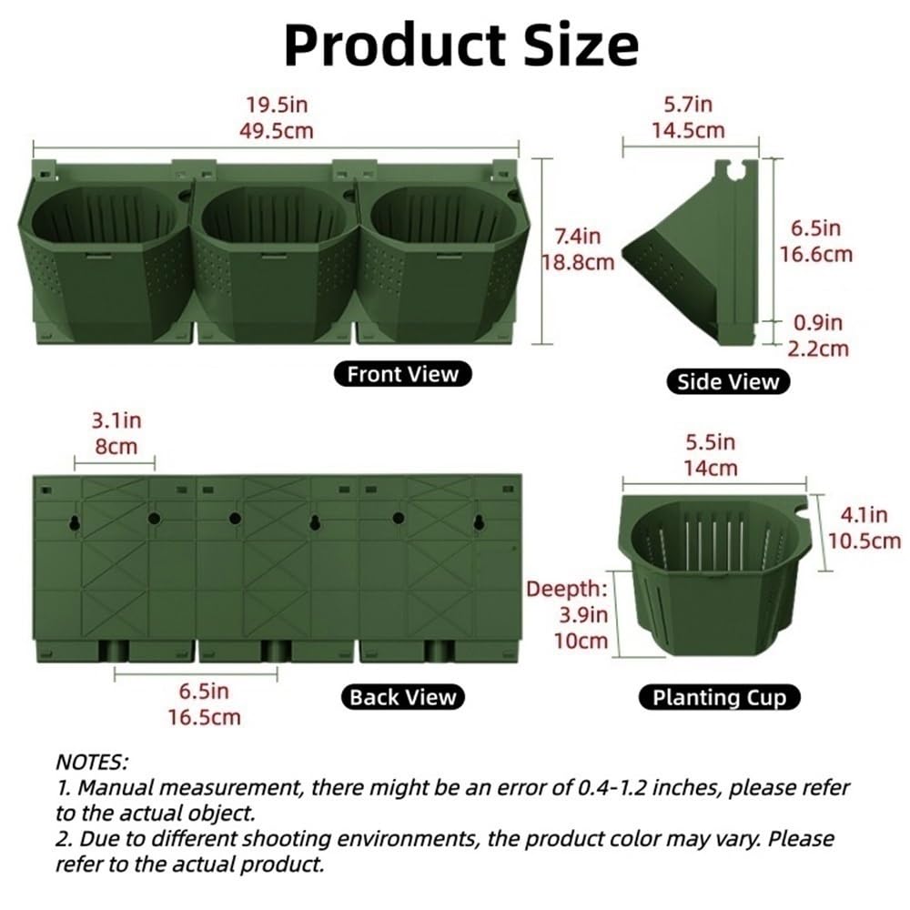 Pbicfgau Vertical Wall Planter with 36 Pots, 12PCS Wall-Mounted Flower Pot Holder, Indoor and Outdoor Garden Plastic Planters for Flowers, Vegetables, Grass