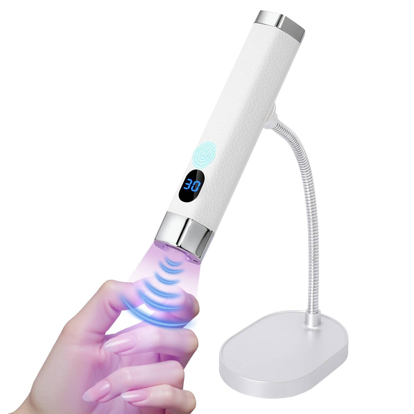 Lynsalene Handheld Mini UV Nail Lamp, Portable Flash Cure Light with Upgraded Magnetic Stand & Smart Sensor - Rechargeable Nail Dryer Fast Curing Gel Nails at Salon,Home & Travel (White)