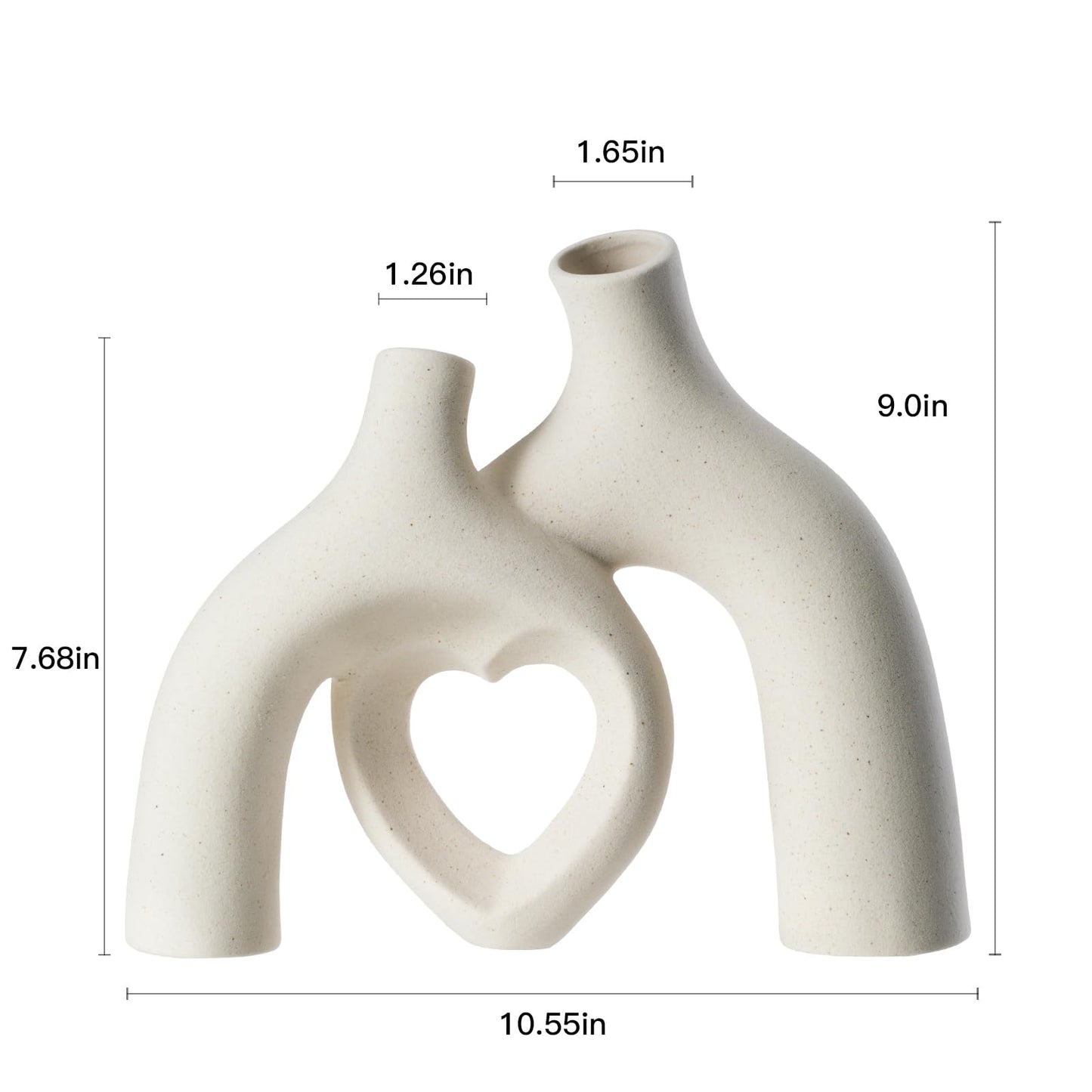 Lvases Modern Ceramic Vase, Snuggle Heart-Shaped Abstract Sculpture Vases, Minimalist Boho Home Decor for Living Room Shelf & Table Centerpiece Decorative Vase (Milky White)