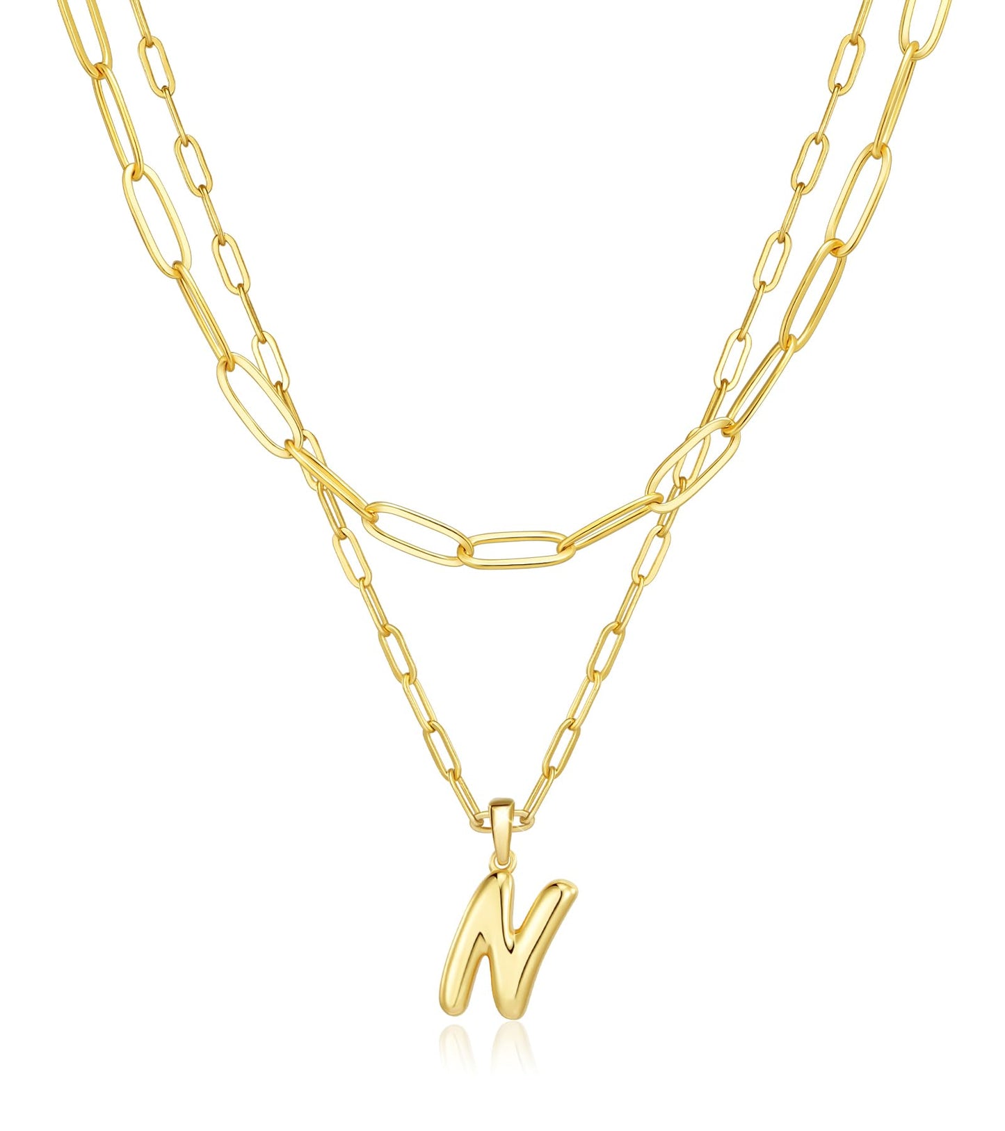 adoyi Gold Heart Initial Necklaces for Women Hers Dainty 14K Gold Plated Heart Layered Letter N Pendant Necklace Stack Jewelry Birthday Valentines Gifts for Women Mom and Wife
