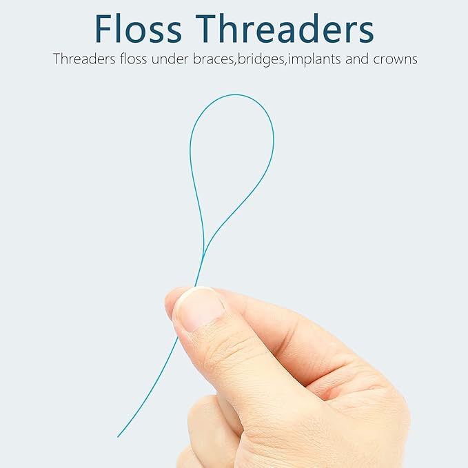 Floss Threaders, Deep Clean Dental Floss Threader for Braces, Bridges, and Implants 200PCS(4Pack),Blue