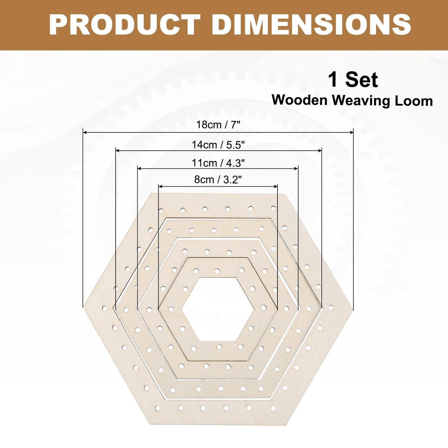 MECCANIXITY 4pcs Weaving Loom, 3.2" 4.3" 5.5" 7" Hexagon Gear Shape Weaving Loom Kit for DIY Crafting, Hanging Decor, Woven Tapestry Knitted Crafts Making