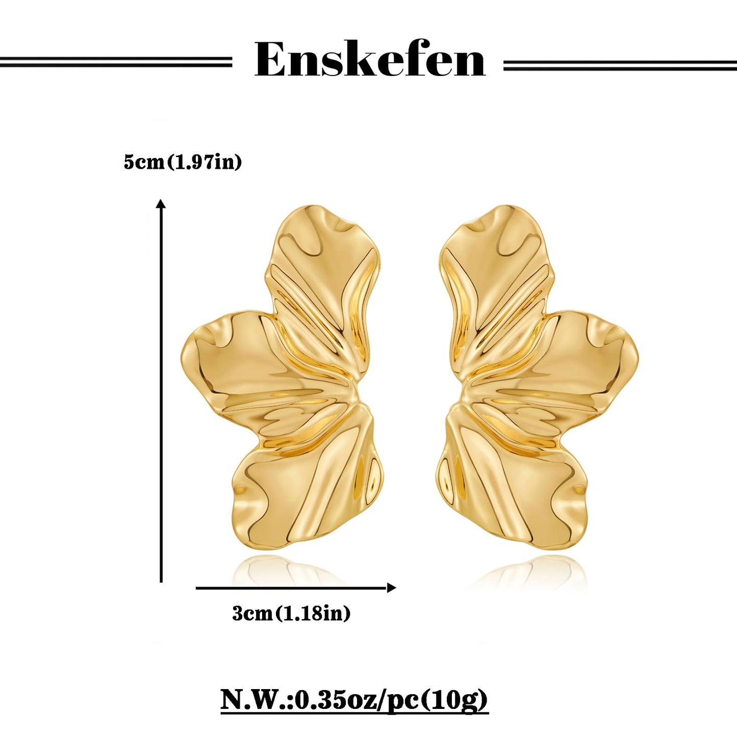 ENSKEFEN Gold Statement Flower Earrings for Women Boho Hammered Floral Earrings Fashion Large Dangle Drop Stud Earring Jewelry