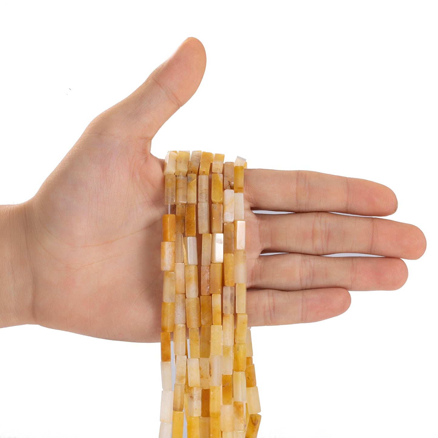 Natural Yellow Jade Rectangle Tube Beads 4x13mm 38cm/str Loose Semi Gemstone Stone Beads for Making Bracelets Necklace Earrings