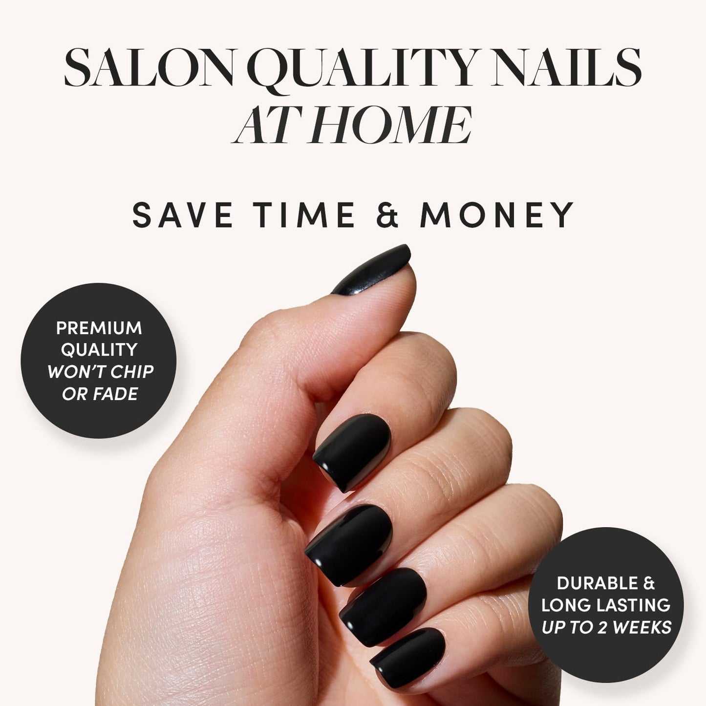 Glamnetic Press-On Nails Bundle - Jet Black & Berry Maroon | Short Squoval Black Fake Nails with a Glossy Finish | Dark Red Maroon Short Round Nails | Durable, Salon-Quality Nail Kits