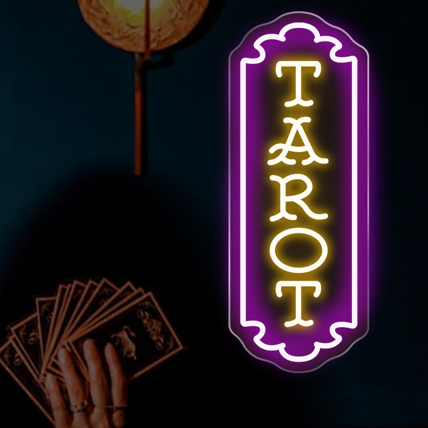 Tarot Neon Sign - 5-Level Dimmable USB Tarot Wall Decor & Psychic Decor, Perfect Mystical Neon Wall Art for Spiritual Spaces, Shops, Bedrooms, Living Room, Game Room