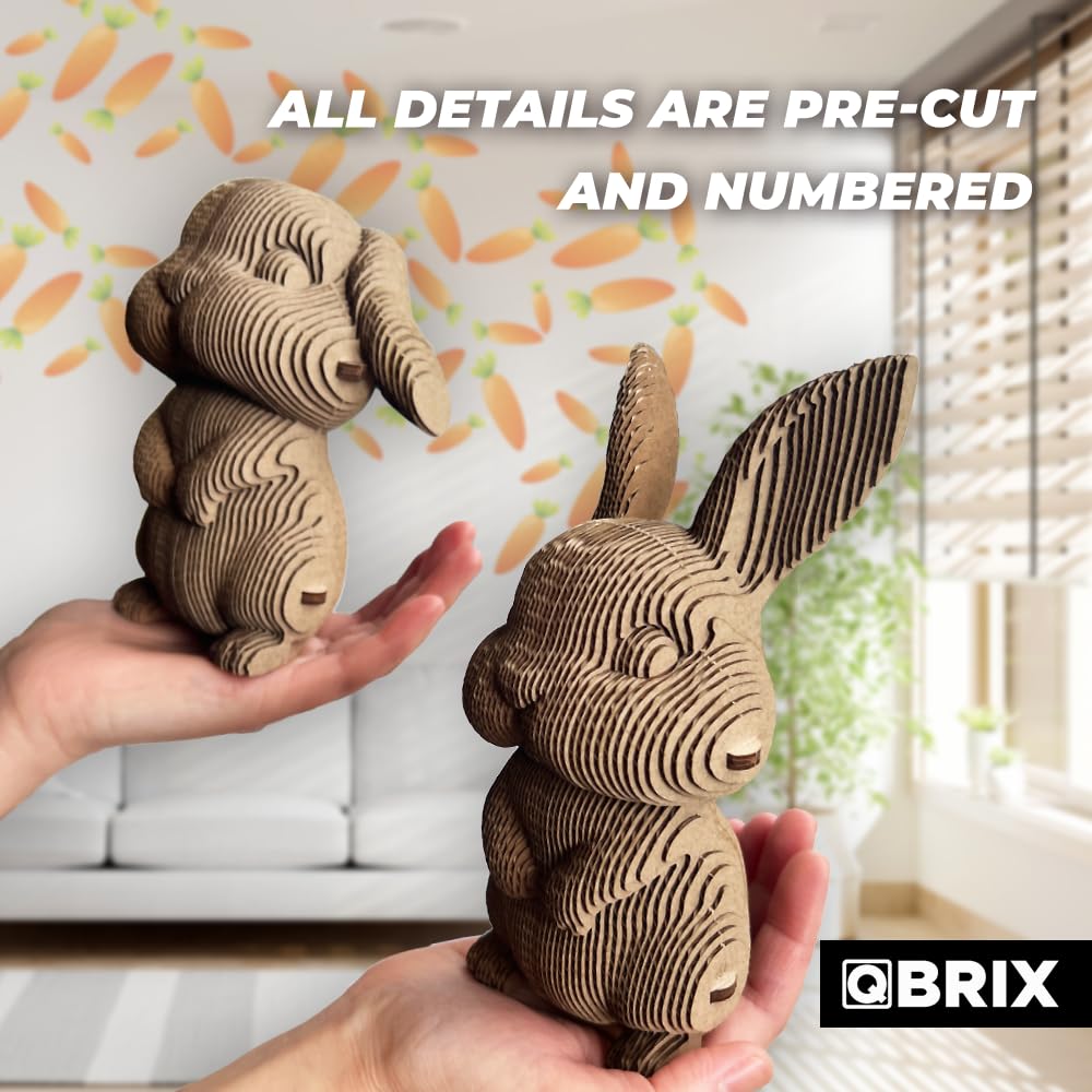QBRIX Big-Eared Couple 3D Puzzles for Adults, 3D Model Kit for Teens, DIY Crafts for Home Decor, Original Gift for Boys&Girls 14+, Cardboard Model Building Kit