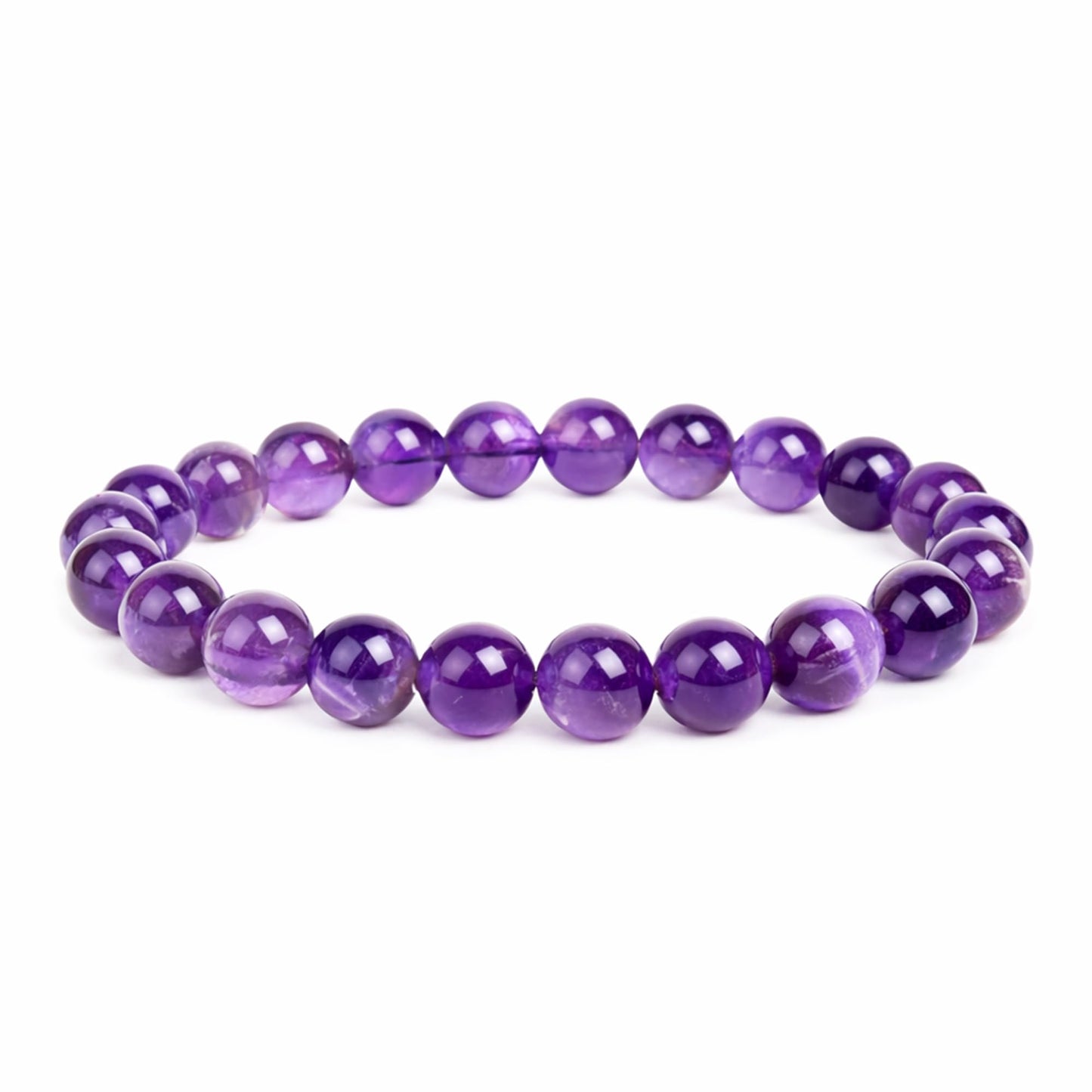 Elm City Direct 8mm Natural Stone Beaded Bracelet – Unisex Crystal Stretch Bracelets for Men & Women, Chakra & Healing Jewelry, Gift-Ready Beaded Bracelets (Amethyst, 8mm)