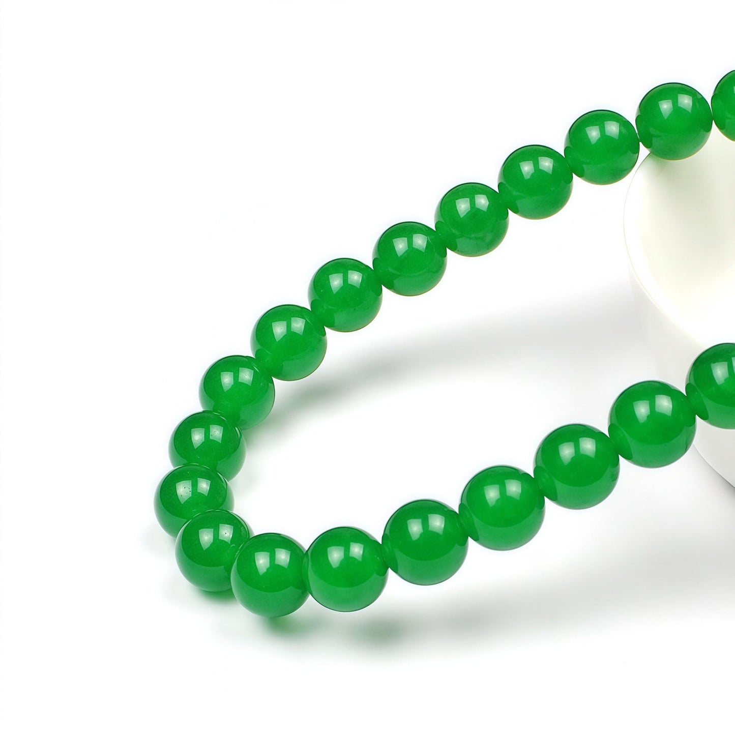 MJDCB Natural Green Jade Round Loose Beads for Jewelry Making DIY Bracelet Necklace (10mm)