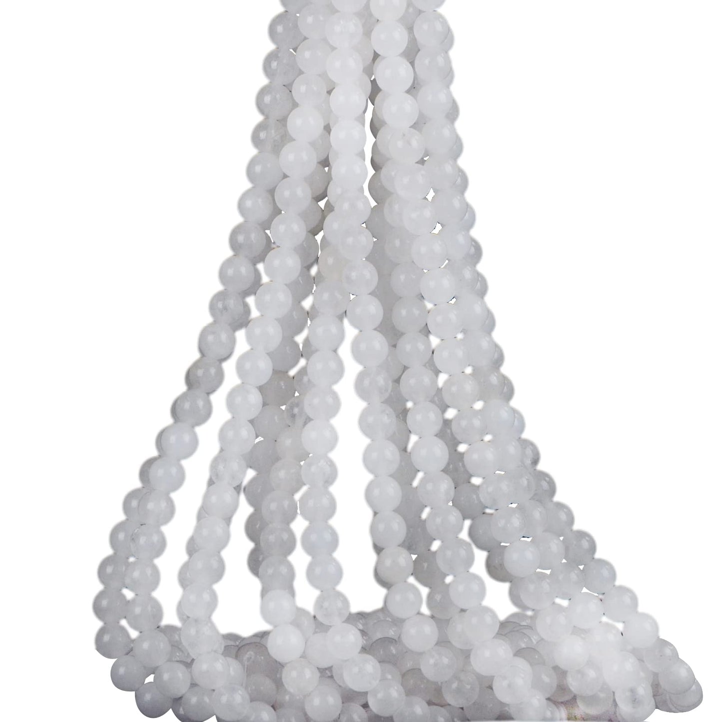 ICAI Beads（White Jade） Natural Stone Gemstone Round Loose Beads Crystal Energy Stone Healing Power for Jewelry Making DIY,1 Strand 35-37pcs（10mm）