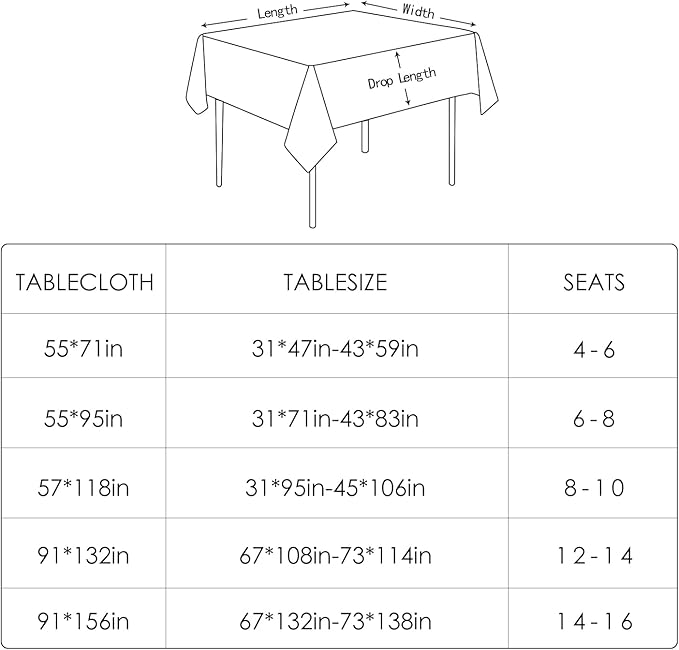 BALCONY & FALCON Table Cloth for 6 Foot Rectangle Tables – Waterproof, Wrinkle-Free Farmhouse Tablecloth for Dining, Kitchen, Wedding, Baby Shower & Christmas Holiday Gatherings (Olive, 57" x 118")