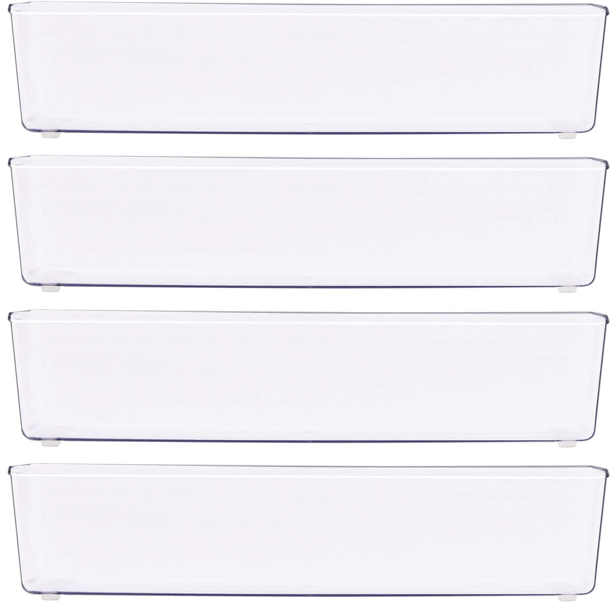 Clear Drawer Organizer for Office Bin Desk Storage (4 Count)