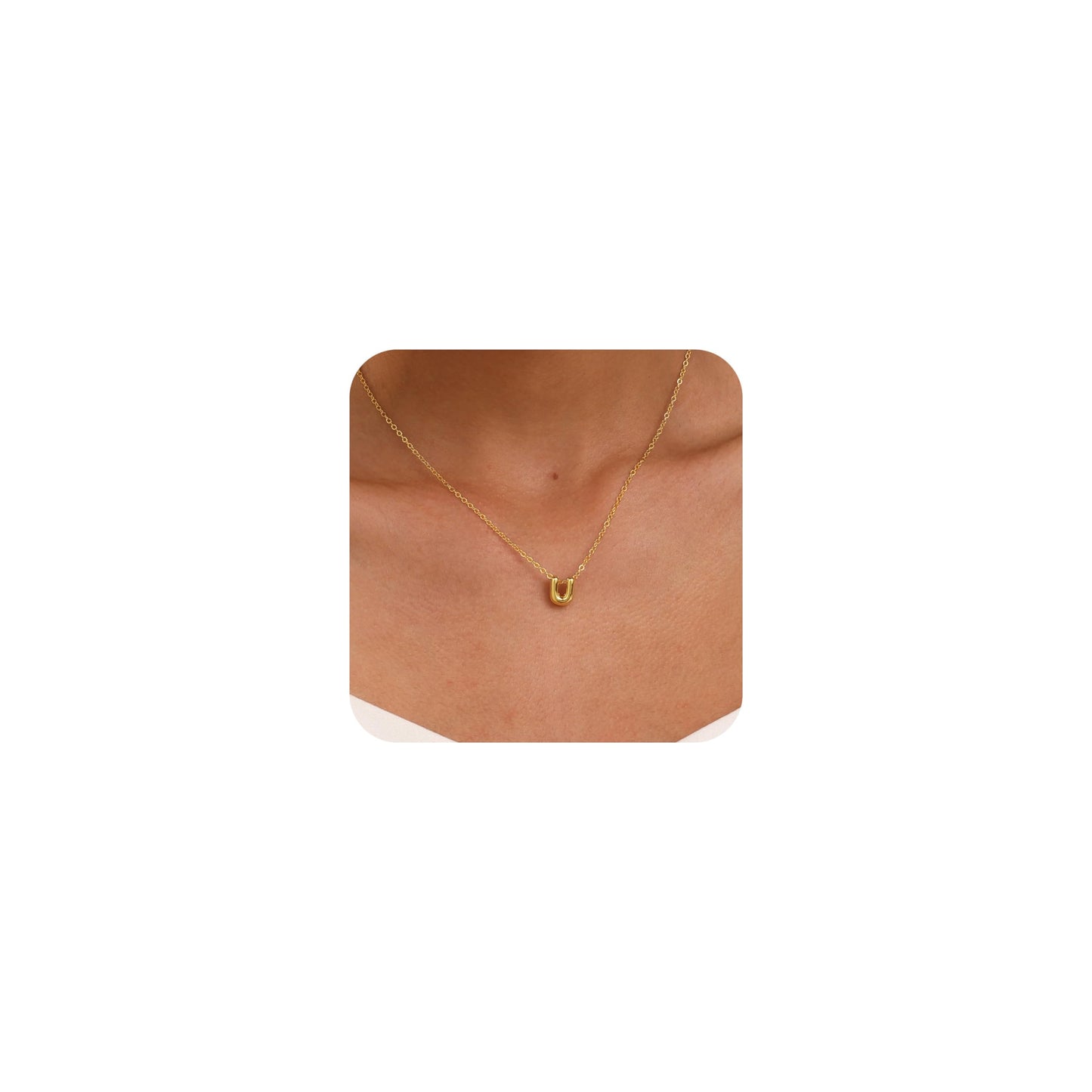 CUEZIY 14K Gold Plated Bubble Letter Necklace Initial Necklaces for Women Dainty Personalized Charm Pendant Name Necklace Cute Non Tarnish Fashion Accessories Teen Gift Trendy Stuff Jewelry Gifts