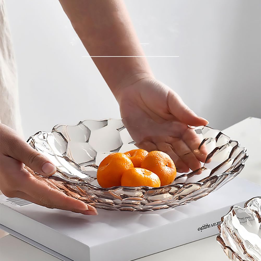 2 Pack Glass Fruit Bowl, Fruit Basket Holder, Crystal Fruit Bowl, Dessert Plate,Decorative Pedestal Bowl,for Table Décor for Home,Office, Wedding Decor, Fruit, Snack, Dessert (Large+Small,Clear)
