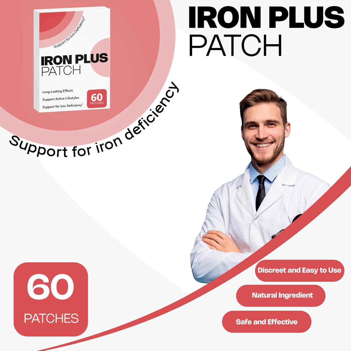 FitEval Iron Topical Patch – Easy to Use, 60 Days Supply – Sugar-Free, Latex-Free, Natural Alternative – Supports Daily Wellness & Vitality