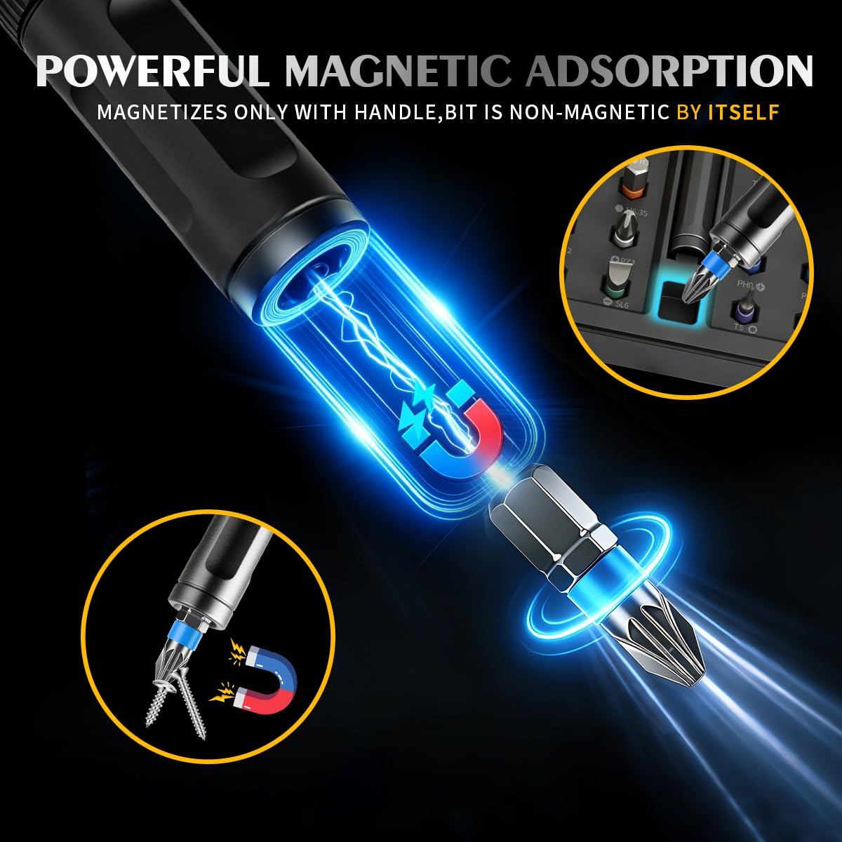 66 in 1 Magnetic Screwdriver Set, Multi-Bit Ratchet Screwdriver Kit with S2 Steel Precision Bits, T-Handle Repair Tool Set for Computer,Bicycle, Electronics, Furniture, DIY, Ideal Gift for Me Husband