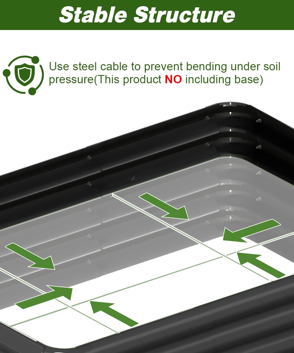 Tigerden 3x3x1ft Raised Garden Bed Kit for Outdoors, Rustproof PP Raised Planter Box, Large Garden Box Flower Bed with Press-Fit Assembly, Gardening Containers for Vegetables Flowers Herbs, Balck