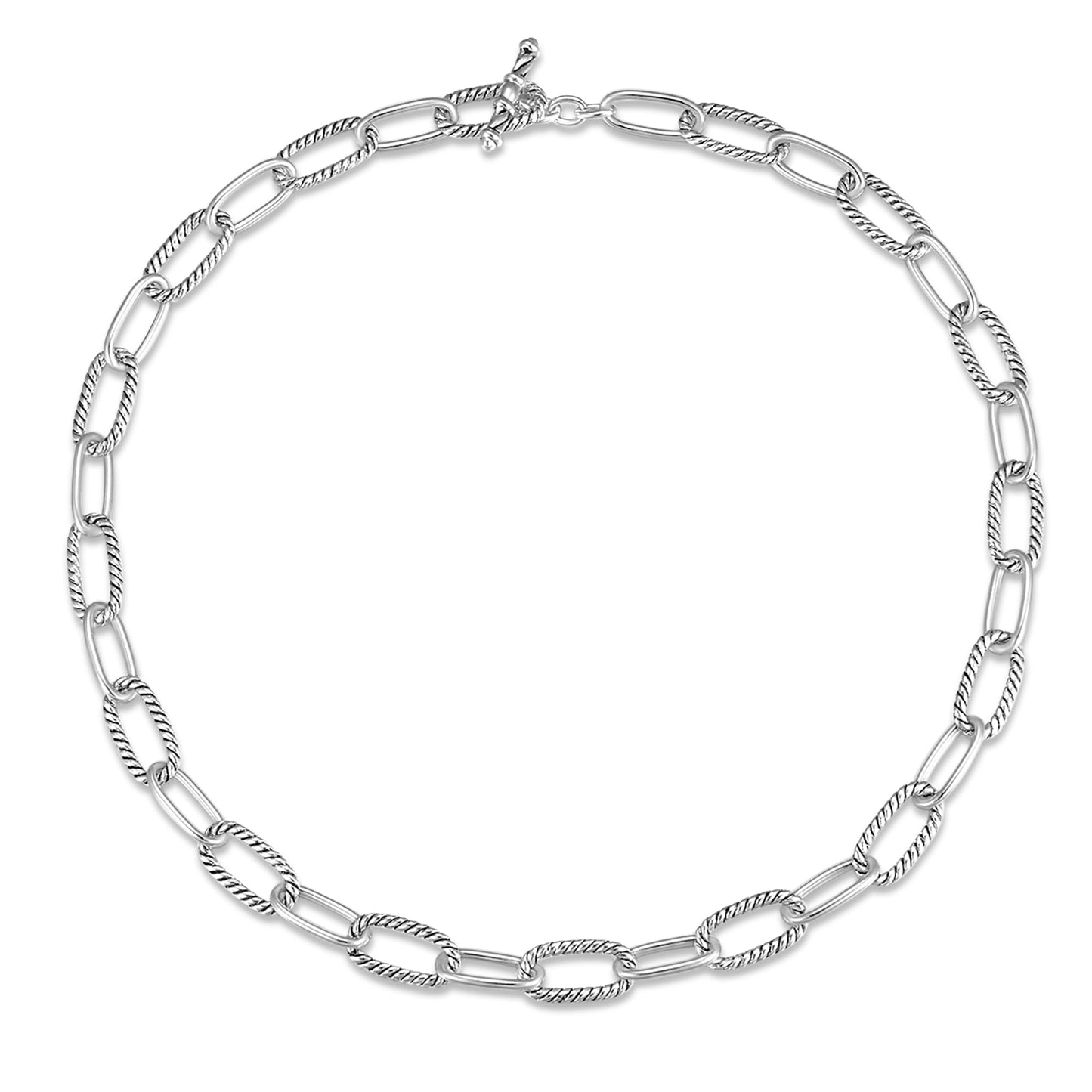 UNY JEWEL Twisted Cable Wire Paper Clips Link Chain Necklace Two Tone Designer Brand Inspired Look Alike Women Jewelry Valentine Christmas Gift Silver Tone