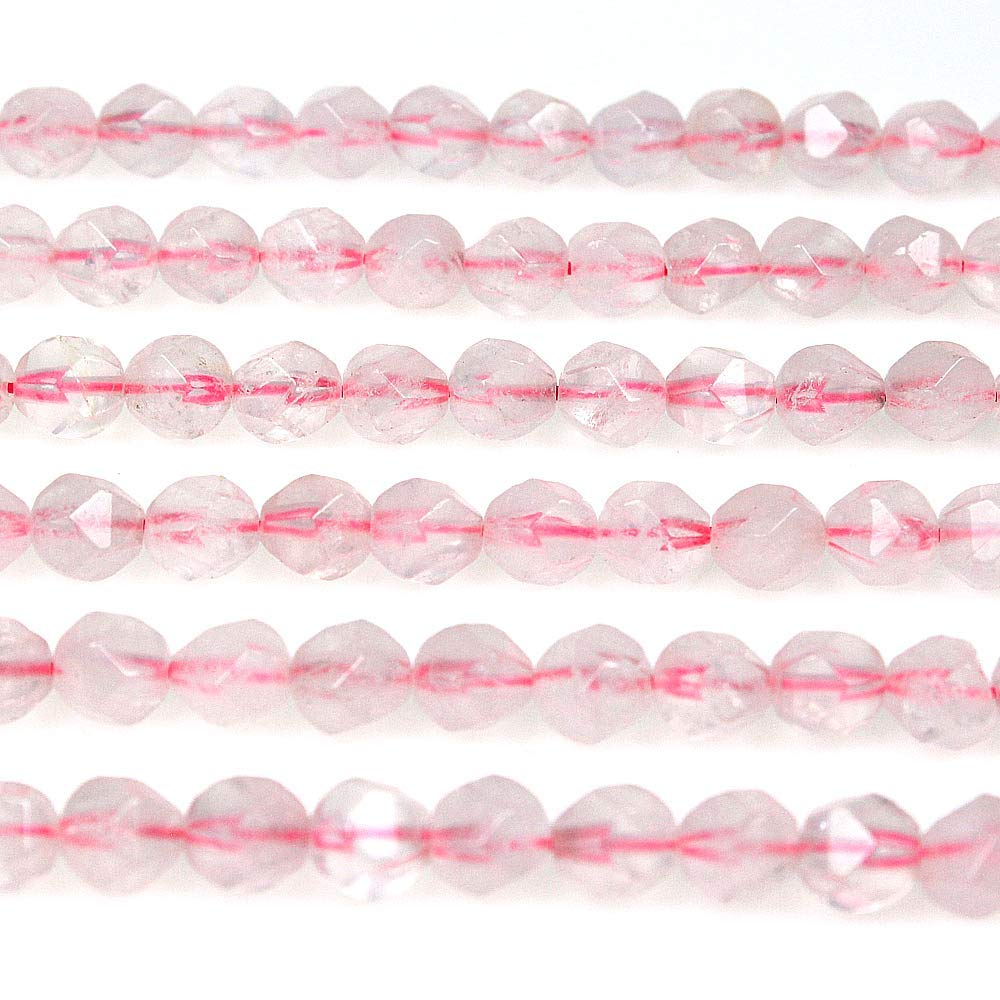 MJDCB Best Sellers Natural Stone Beads Faceted Polygon Rose Quartz Crystal Energy Stone Healing Power for Jewelry Making(8mm)