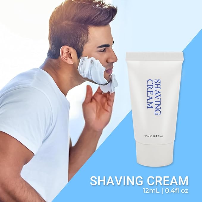 Disposable Shave Kit for Men &Women - 50 Pcs Wheat Straw Razors and Cream Bulk, Individually Wrapped Portable Toiletries Amenities for Hotel, Airbnb, Homeless, Shelter, Charity, Camping and Travel