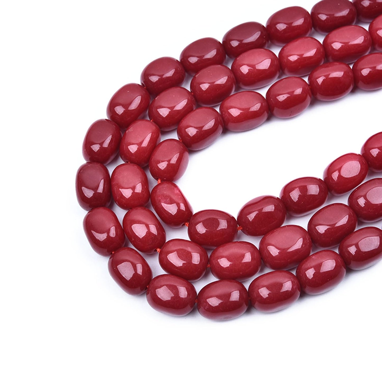 HAAMIIQII 10-16mm Red Jade Freeform Stone Spacer Beads, Loose Gemstone Beads for Jewelry Making, DIY Bracelet, Necklace, Healing Crystal 15 Inch (25pcs)