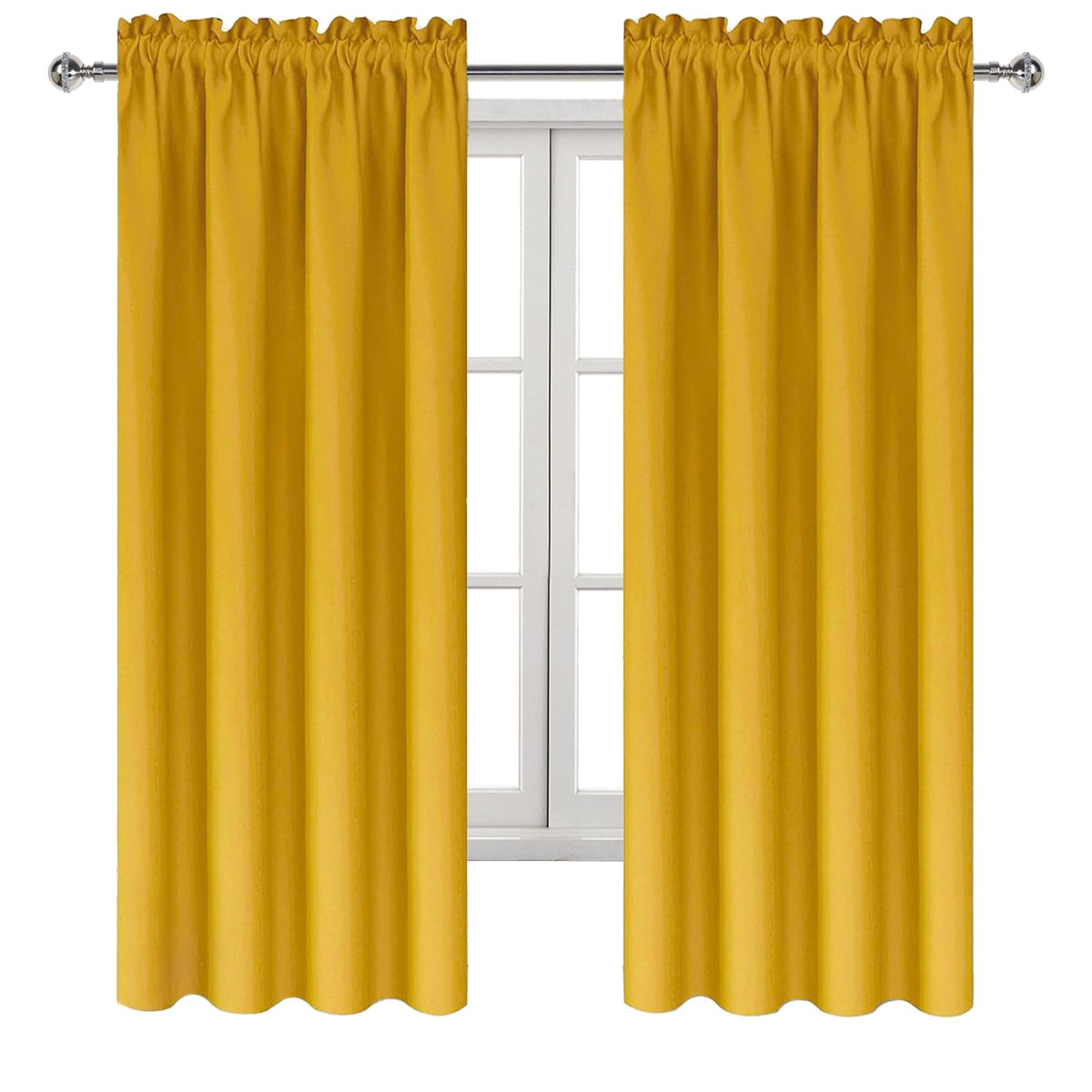 Blackout Curtains for Bedroom Living Room 42 x 63 Inch Long Yellow