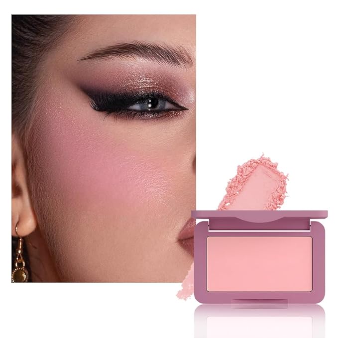 Pale Mauve Matte for Face Cheeks Blush,Natural Cream Blushes Makeup Palette, Light Monochrome Blush Creamy Powder Palette Makeup for Older Women, Blushes Eyeshadow Foundation for Every Day 06