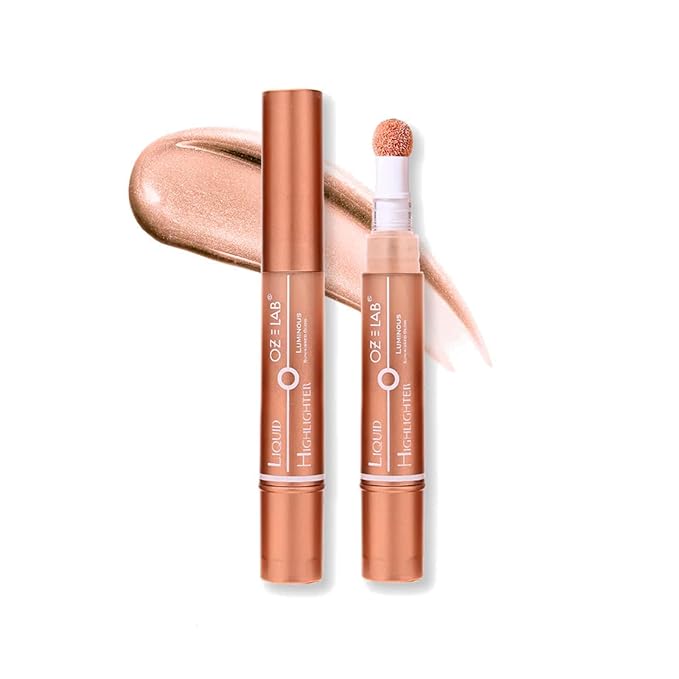 Angelo Glow Liquid Highlighter Wand Champagne – Buildable Illuminating Makeup Stick for Face and Body – Radiant Finish – 6ML/0.21FL.OZ，PACK OF 1